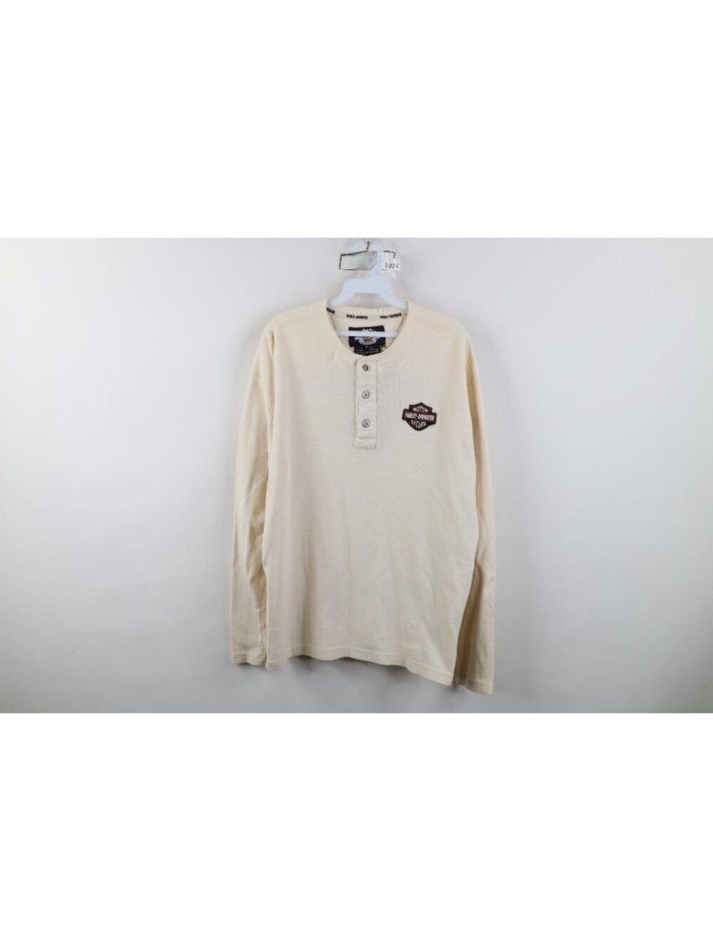 Vtg Harley Davidson Thermal Waffle Knit Henley T-Shirt Mens Size M Long Sleeve